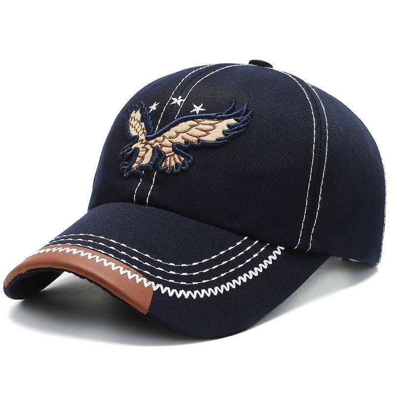 Men's Embroidered Eagle Baseball Cap - Trendy Spring/Autumn Style, Korean Version, Youth Versatile Duckbill Design.