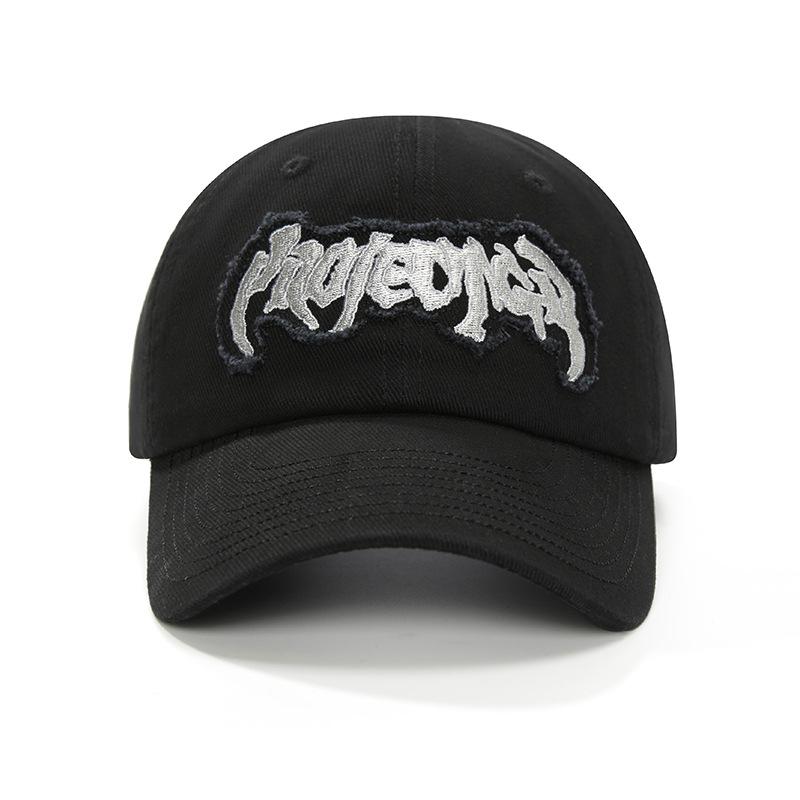 

New dirty hat, street cap, men s and women s embroidery showing face, small baseball hat, wide brim, deep top tide Adjustable чёрный