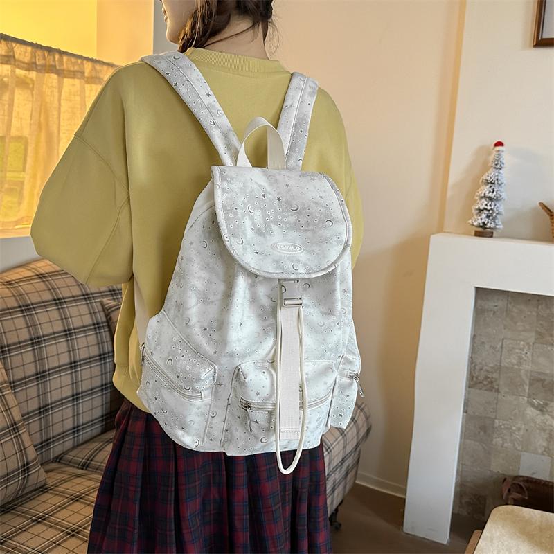 Star Print Women's Lightweight Travel Backpack Nylon Student Schoolbag