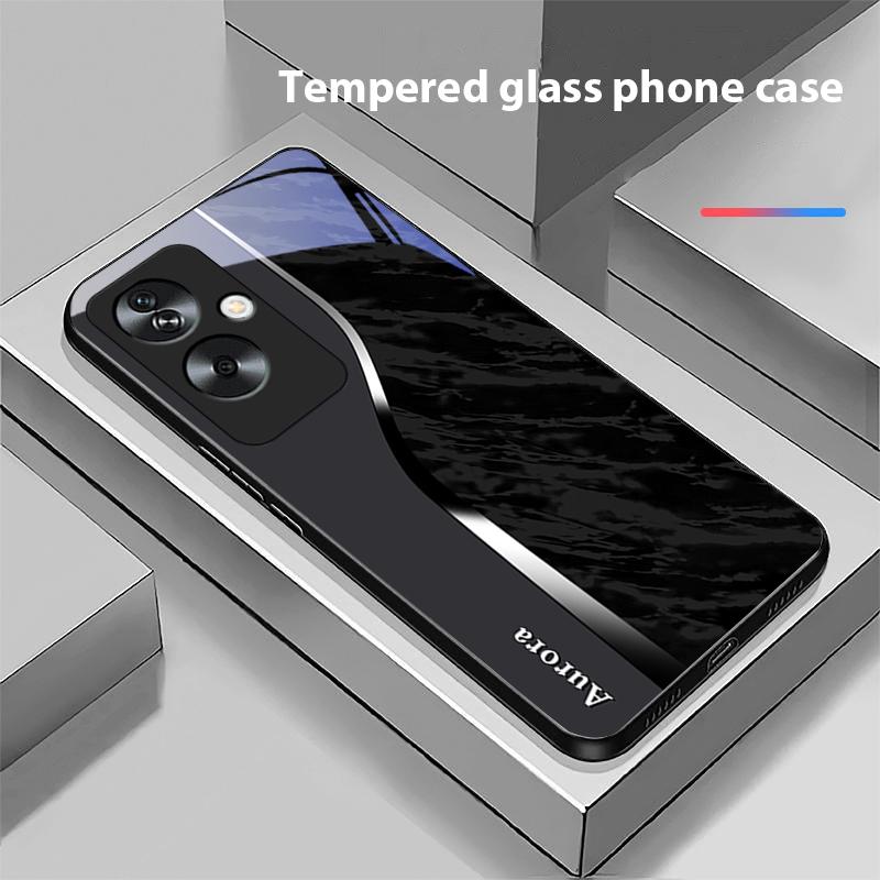 Water Pattern Purple For Oppo A79 5G 58 78 74 60 4G Reno 11F Realme GT 6 11 Note 50 10 C55 X2 Tempered Glass Black Phone Case