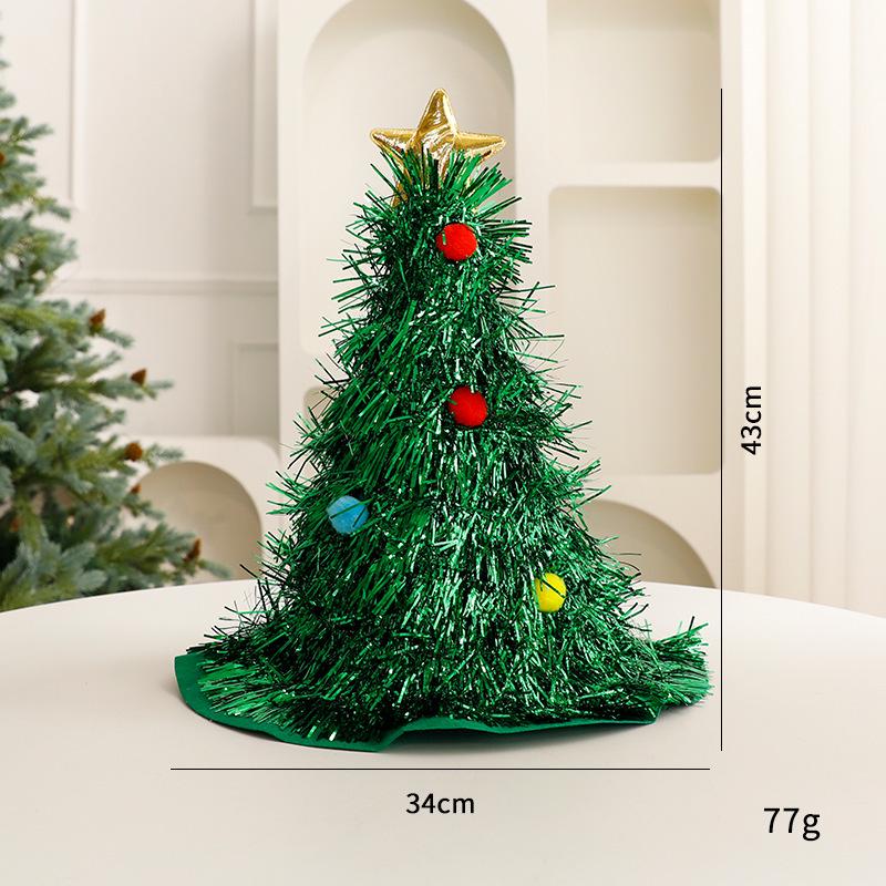 European-style Christmas Hats & Decorations: Ornaments and Festive Headwear Christmas Tree Hat (Gold Star and Ball)