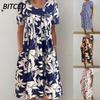 Fashion Summer Spring Short Sleeve O-Neck Casual Dresses International Design