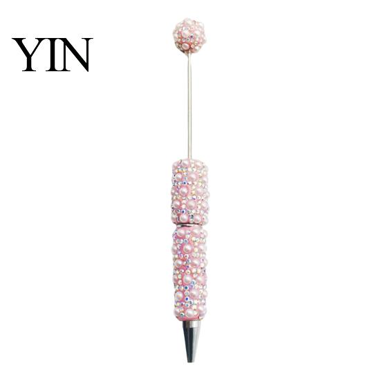 Luxury Faux Diamond Pen DIY Beadable Pen, Rhinestone Pearl Ballpoint Fancy Glitter Creative for Crafting, Student Stationery Office Writing