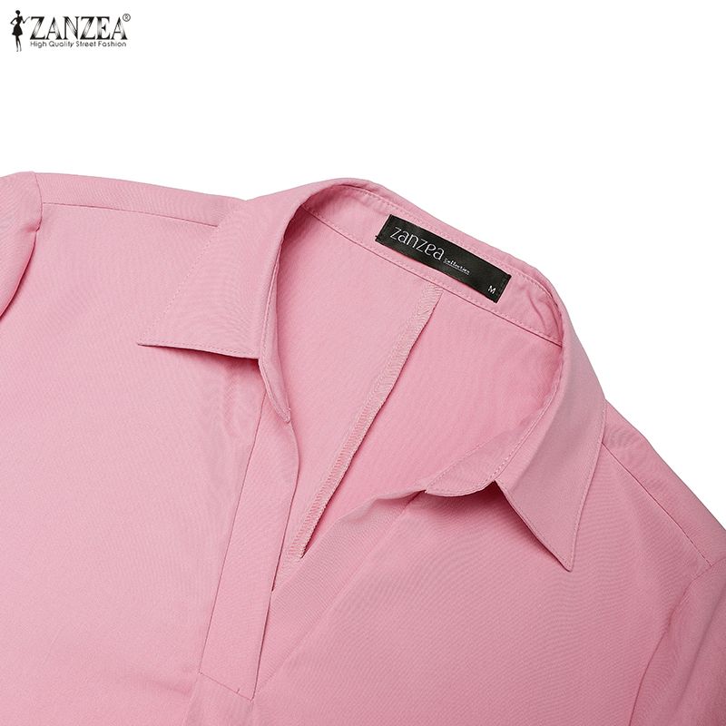 ZANZEA Vestido informal de manga larga con cuello vuelto para mujer