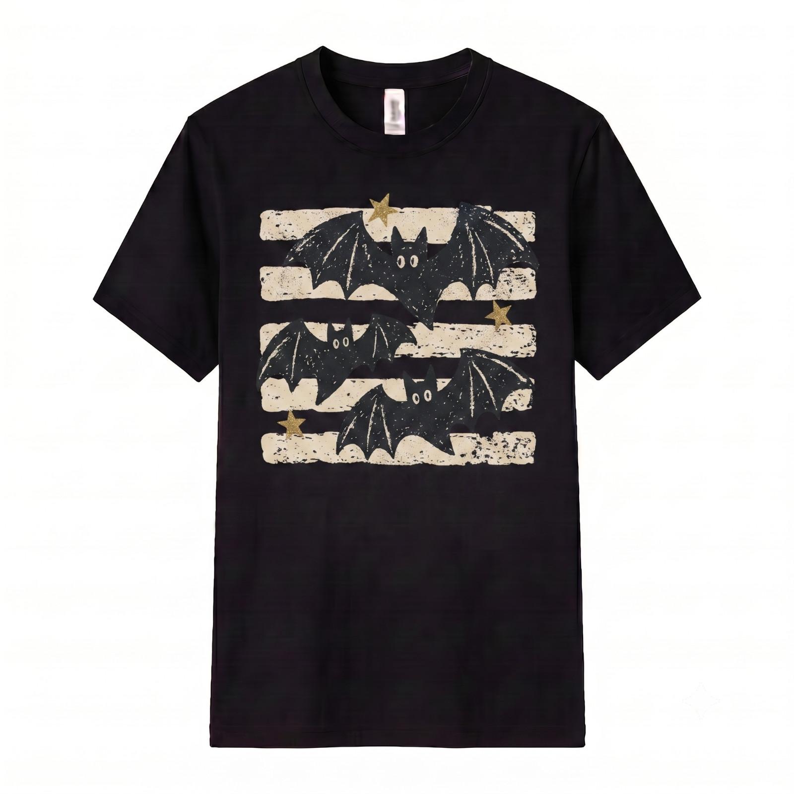 Vintage Bat Halloween T Shirt Retro Spooky Season Boho Witchy Goth Fall Tee Unisex T-Shirt S