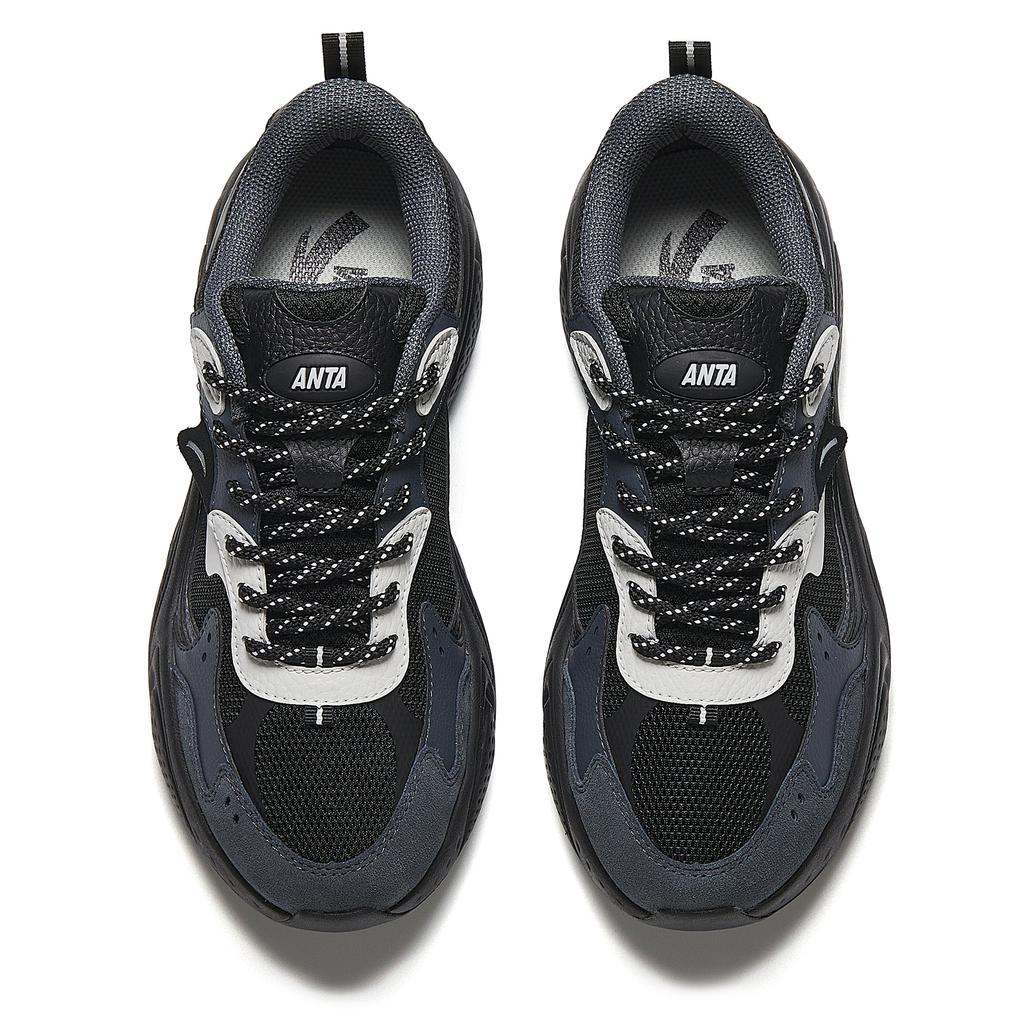 New Anta Stars Anti Slip And Wear Resistant Breathable Low Top Chunky Sneakers Women's Black Gray 922518806-5