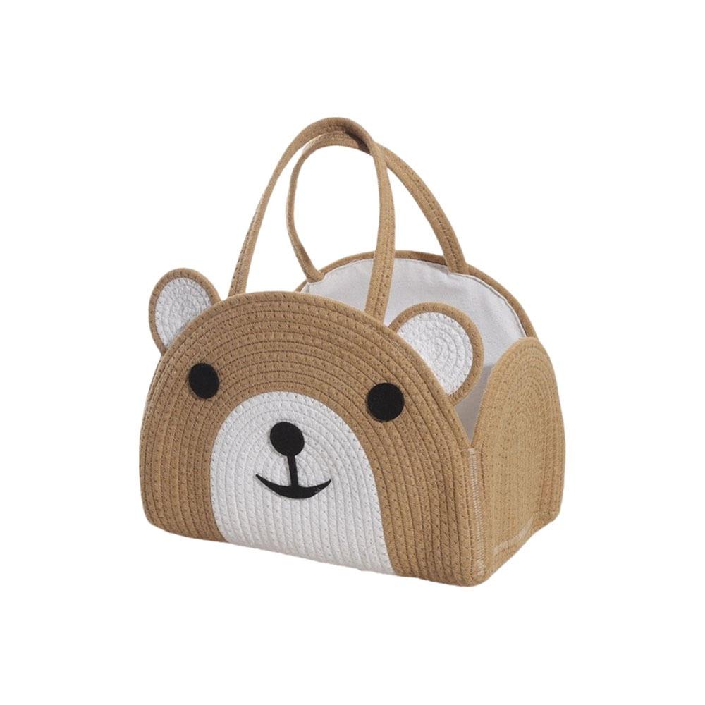 

Handheld Diaper Storage Bin Bear Pattern Mommy Bag Portable Baby Diaper Bag Baby Shower Party коричневий
