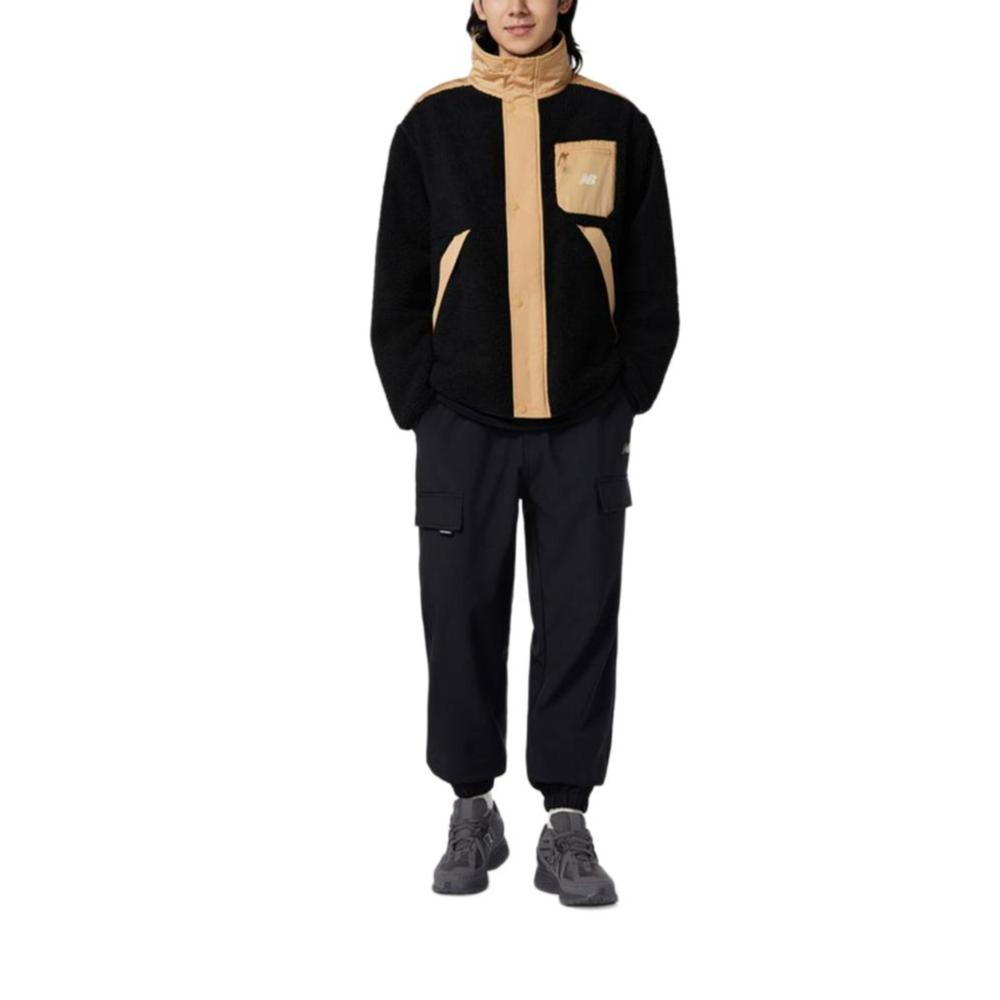 New Balance Velvet Jackets Men's Black Stand Collar Thickened And Fleece Lined AMJ33323-BK