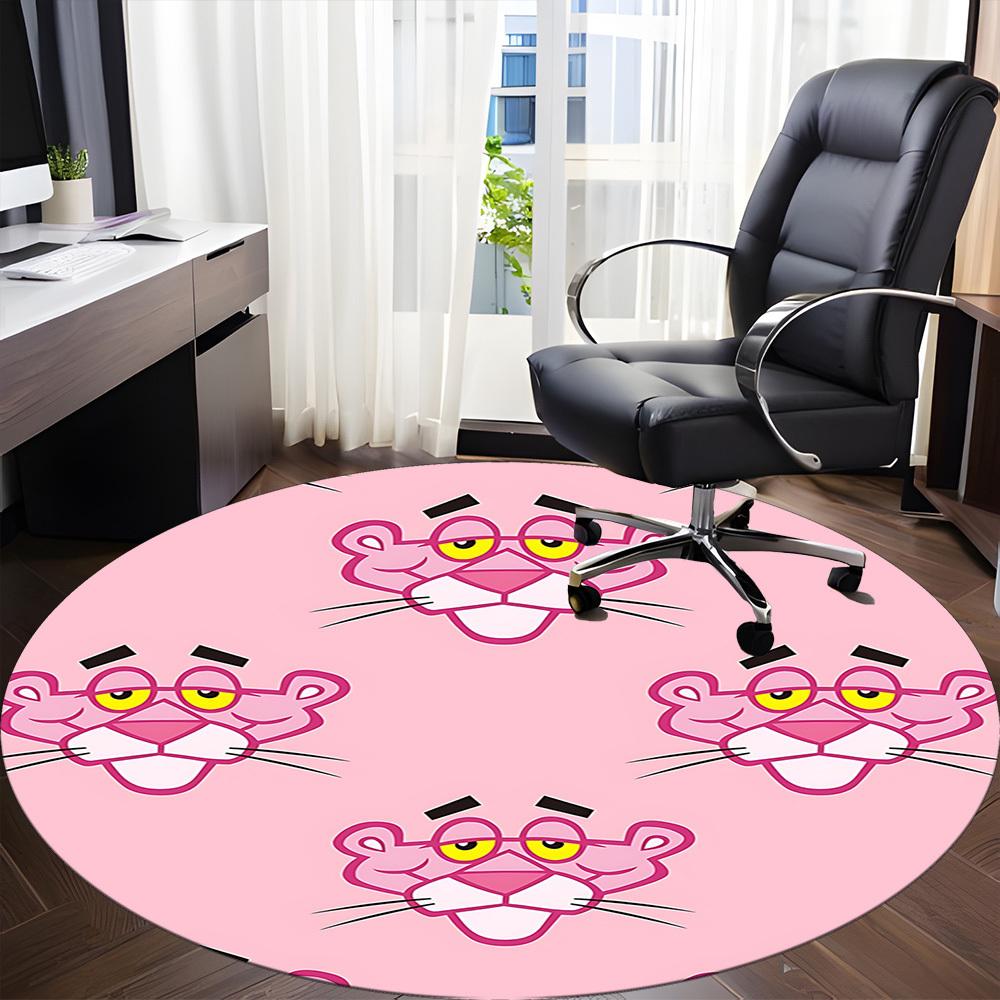 Pink Panther Pattern Office Round Area Rug, Indoor Mat Suitable For Office, Under Office Chairs Bedroom Living Room Home Decor, DT1212074
