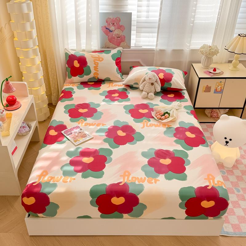 Pure Cotton Fitted Sheet Single/Queen Size Bed Cover Skin-friendly Bedsheets Home Bed Linen Couvre Lit (No Pillowcase)