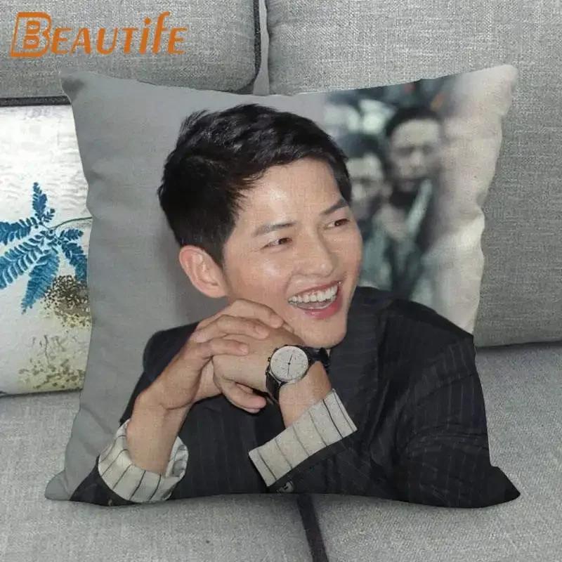45X45cm Vincenzo Song Joong Ki KPOP Pillow Cover Square Zipper Cotton Linen Fabric Pillow Cases Bedroom Home Decorative Gift