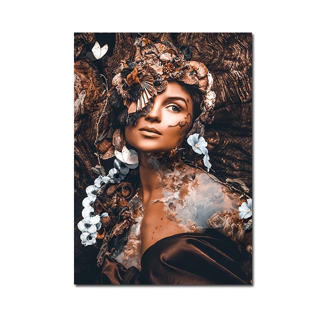 Black Gold Woman Canvas Painting African Women Poster and Prints Scandinavian Wall Art Picture for Home Decor Living Room Mural