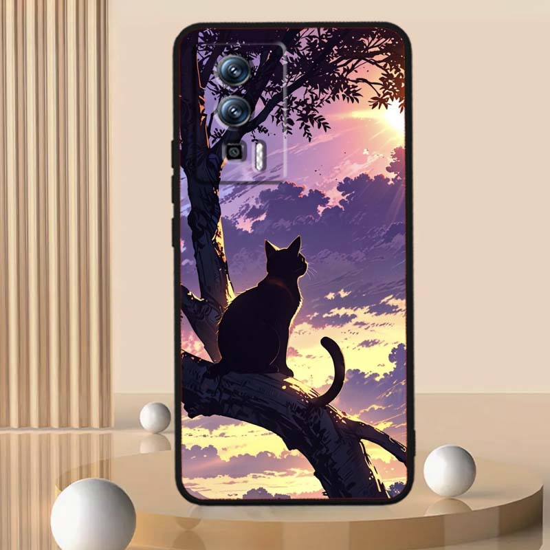 Cartoon Cat Cute For Xiaomi Redmi 12 13C 12C 13 10C 9T A2 9A 9C 7A Note 10S 8T 10 9 8 Pro 4G 5G Black Phone Case