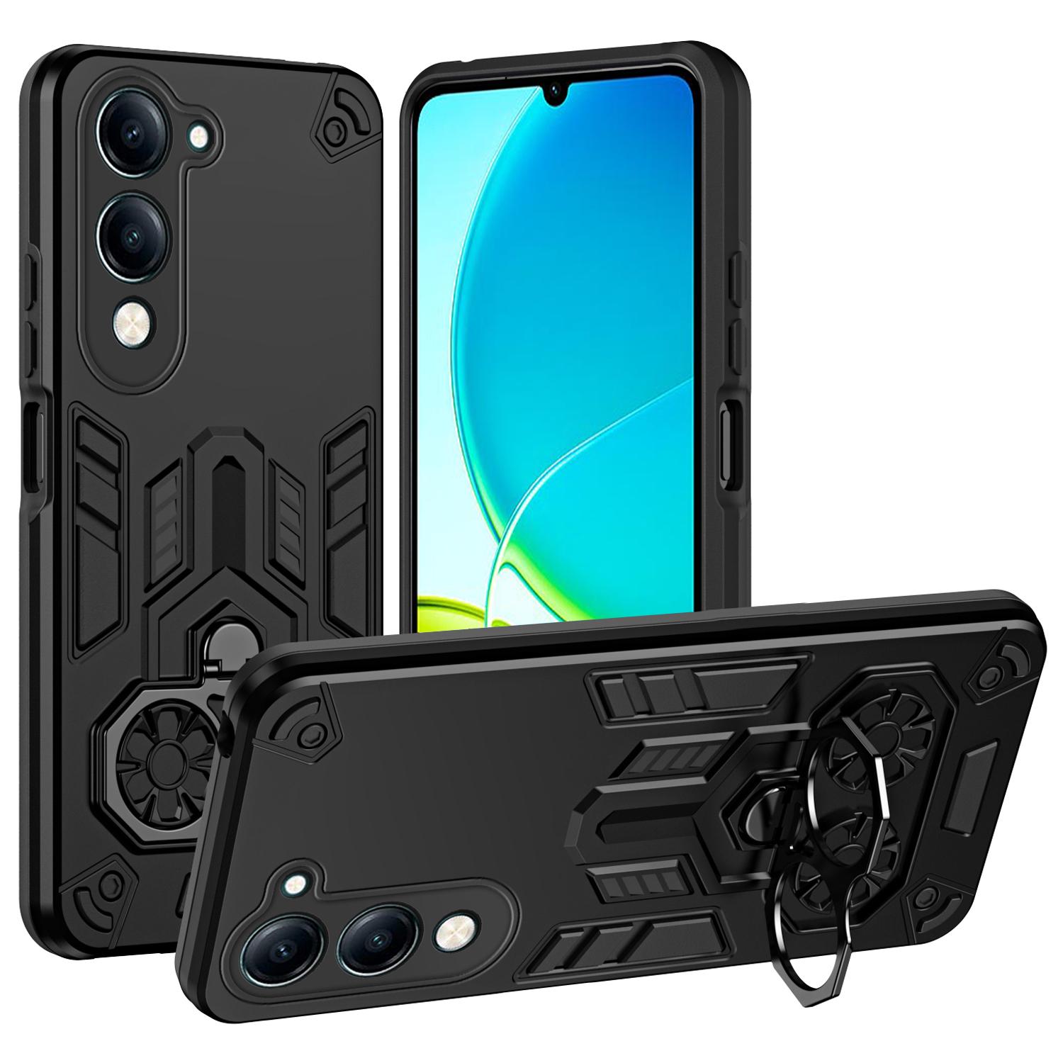 

Phone Case for vivo Y29s 5G/Y04 4G/Y19e 4G Ring Holder Kickstand PC+TPU Shockproof Cover