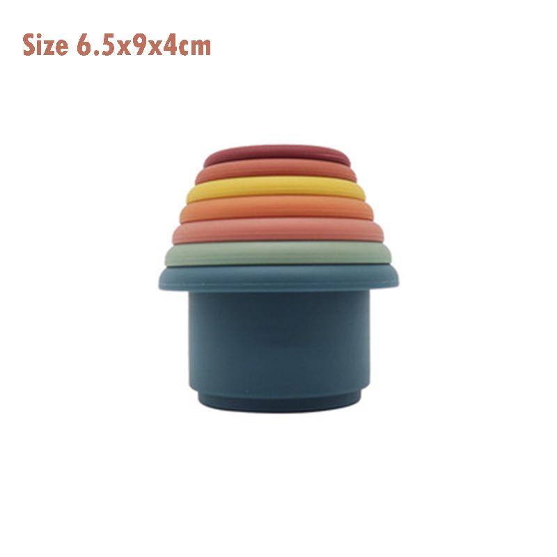 Baby Silicone Hourglass Stacking Cup Montessori Educational Toy  Intelligence Gift Toys Stacking Ring Tower Toy Infant Bath Play