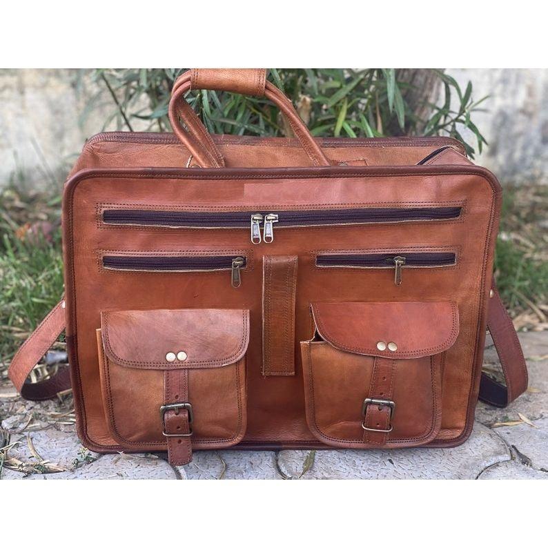 New Genuine Leather Duffel Bag Vintage Carry On Weekend Bag Large Duffel Luggage Bag Gym Overnight Travel Bag Gift for Men & Women