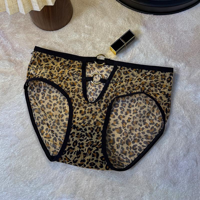 Damen Frühling und Sommer Neu Sexy Leopardenmuster Eis Seide Niedrige Taille Baumwollzwickel Dreiecksslip