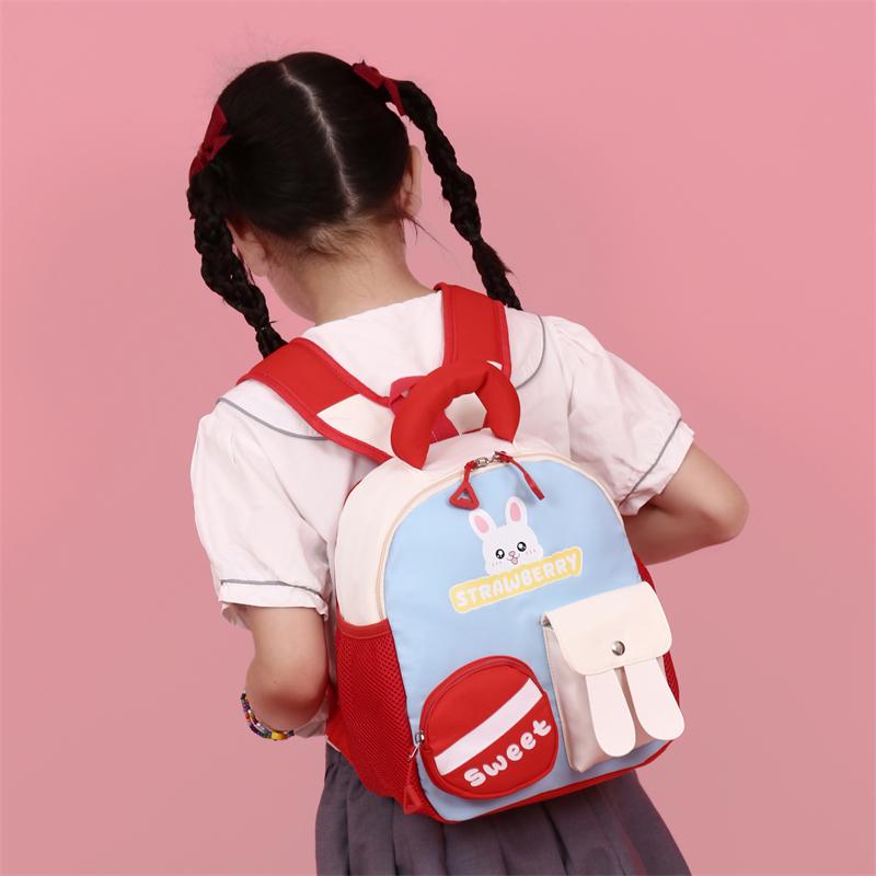 Kindergarten Schoolbag Girls Color Block Cartoon Rabbit Backpack Children's Backpack