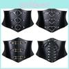 Retro Wide Waist Cincher Belt For Women Faux Leather Corset With Stitching Detail