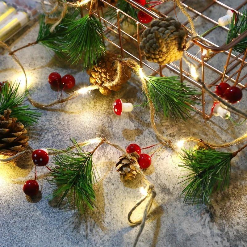2M/3M Christmas Wreath With Lights Pre-Installed Light Garland Fireplace Garland Christmas Decoration Indoor Outdoor Christmas Home