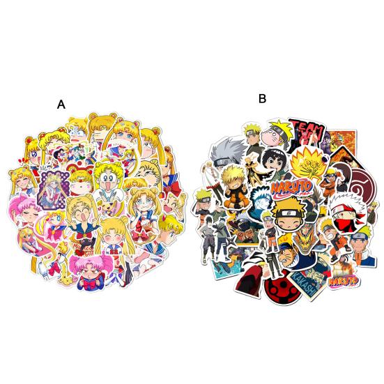 50Pcs Graffiti Stickers Anime Naruto Sailor Moon Printing Easy To Apply Waterproof Cartoon DIY Stickers Luggage Decoration for Diary