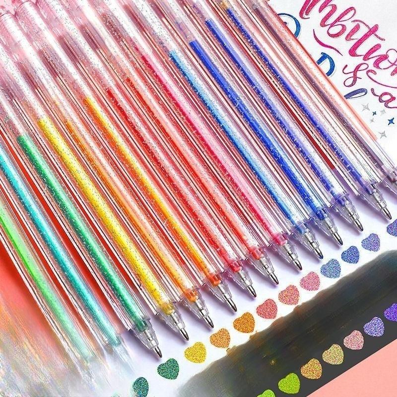 Glitter Gel Pen Shiny Fluorescent Pen Suit Color Neutral Pen Highlight Painting Hand Account Replacement Core 18 Colors