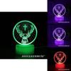Deer Cross Pattern 3d Led Night Light With Remote Control For Home Office And Celebration Use