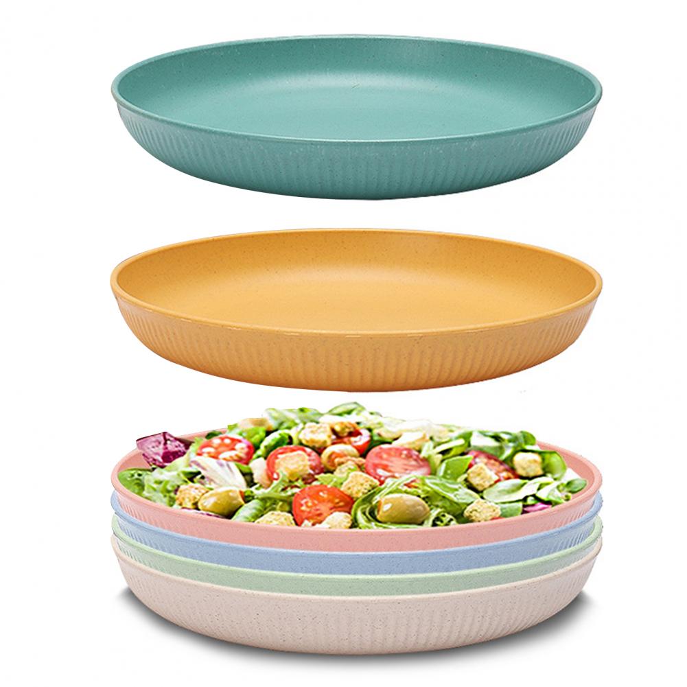 6 Pcs Unbreakable Plates Set Space-saving Colorful Healthy Outdoor Dining Eco-friendly Dinner Plates Home Supply Kitchen Bone