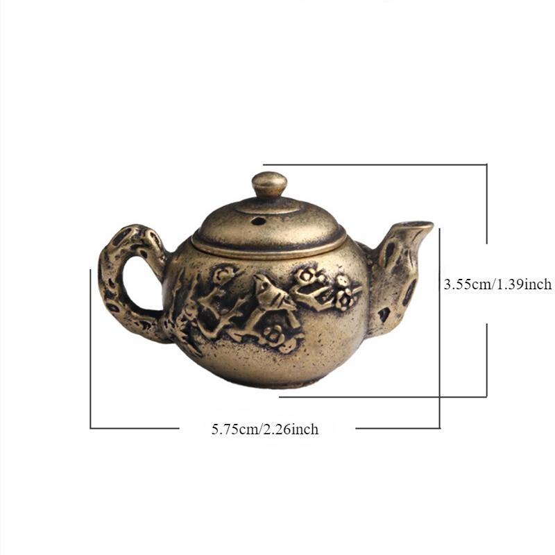Pure Brass Antique Tea Pot Ornaments Home Cultural and Playful Handlebars Old Copper Ware Tea Pet Creativity
