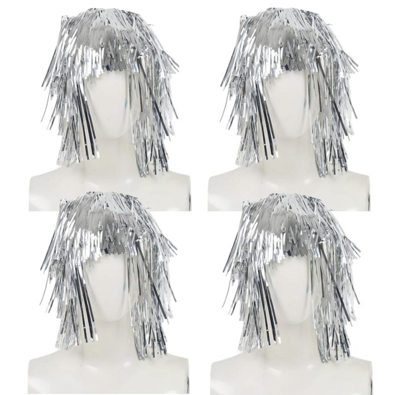Glanzende Tinsel Pruik Metallic Maskerade Disco Hoed Folie Tinsel Pruiken Voor Volwassenen Verkleedfeest Als Fotorekwisiet Cosplay Benodigdheden