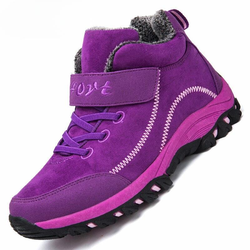 Waterproof Winter Men Boots Cow Suede Warm Snow Women Boots Men Work Casual Shoes High Top High-top Non-slip Ankle Boots
