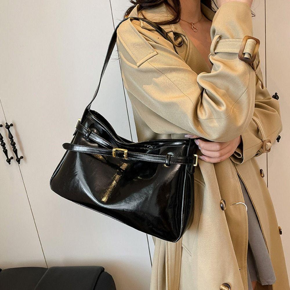 Korean Style Large Capacity Handbag Tote Bag Underarm Packs Fashion Retro PU Tote Bag  Women