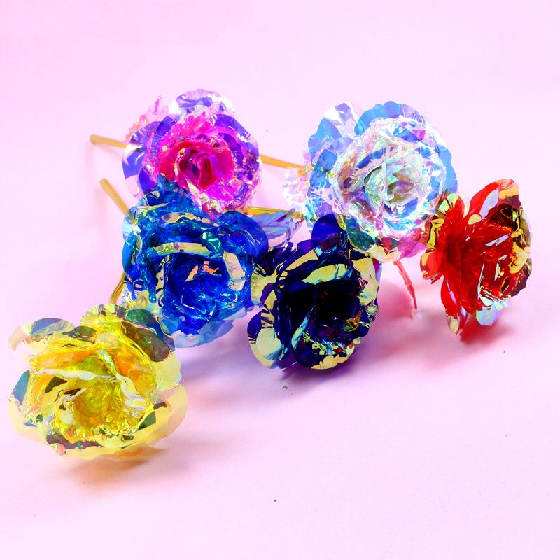 24K Gold Foil Seven-Color Iridescent Rose - Romantic Valentine's Day, Birthday Gift for Wife or Girlfriend