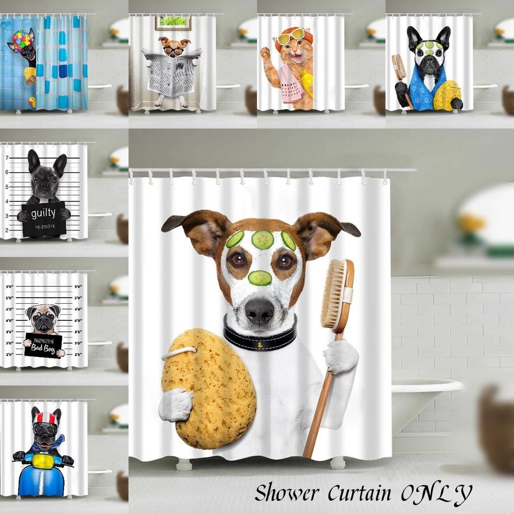 Niedlicher Tier-Duschvorhang für Hunde und Katzen Wasserdicht und Langlebig