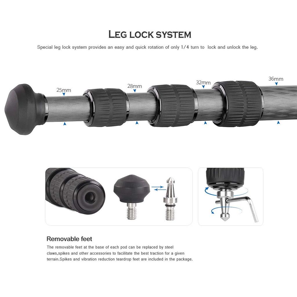 Leofoto Carbon Tripod Official Domestic Import LS-364C 4-section /