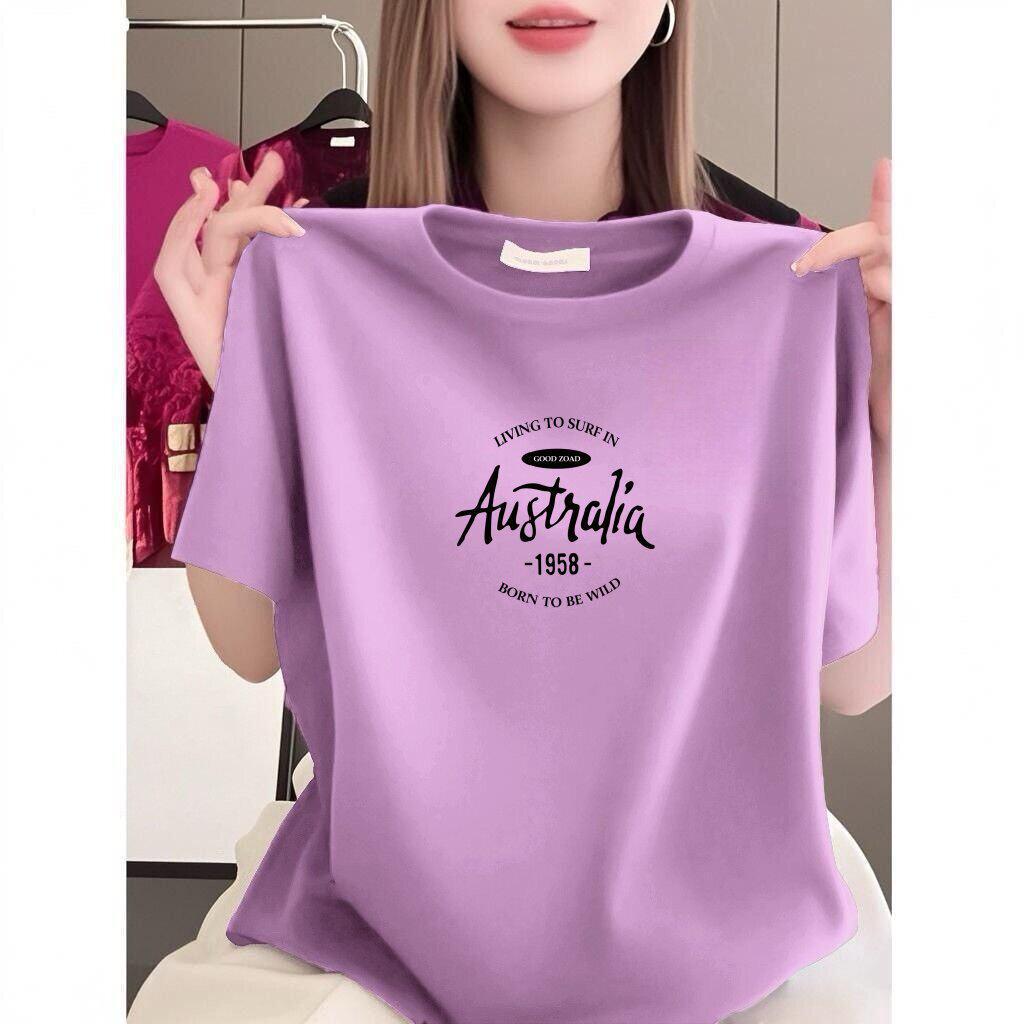 High-end Women's Letter Print Short Sleeve Round Neck Loose Slimming Casual T-shirt