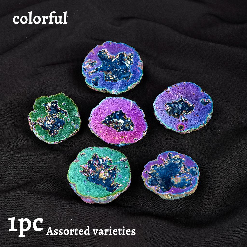1pc Natural Crystal Aura Moroccan Agate Crystal Cave Ornament Crystal Raw Stone Treasure Pot Home Desktop Decoration Stone gifts