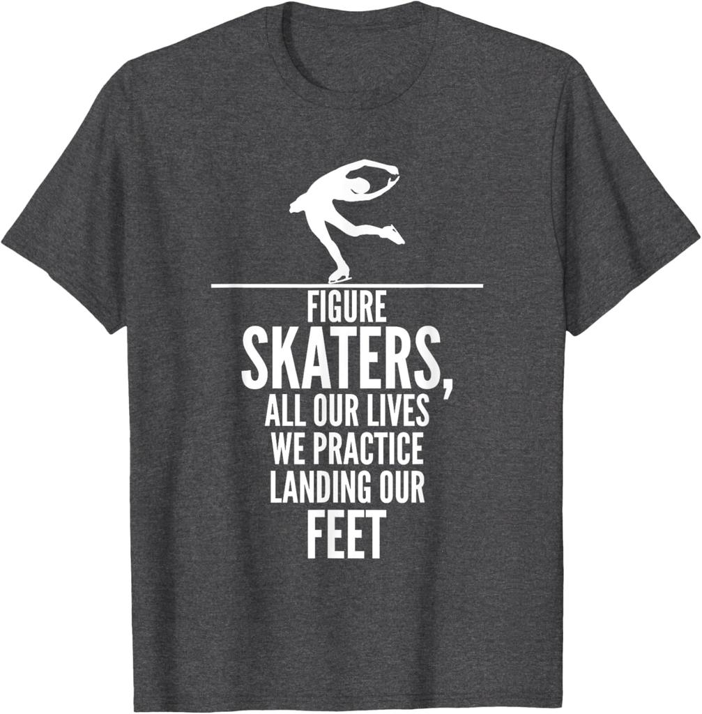 Figure Skaters Practice Landing Funny Graphic TShirt Casual Cotton Tee for Skaters