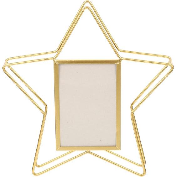 VOSAREA Вертикальная фоторамка в форме звезды, металлическая проволочная арт-фоторамка, парящие фоторамки, вращающаяся фоторамка-дисплей, идеально подходит для новоселья 25.8X4X29.2CM