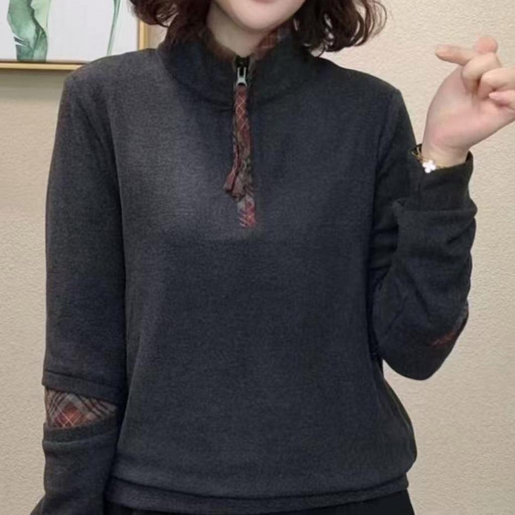 2025 Winter Stylish Versatile Double-Sided Fleece Slimming Women's Long Sleeve Top