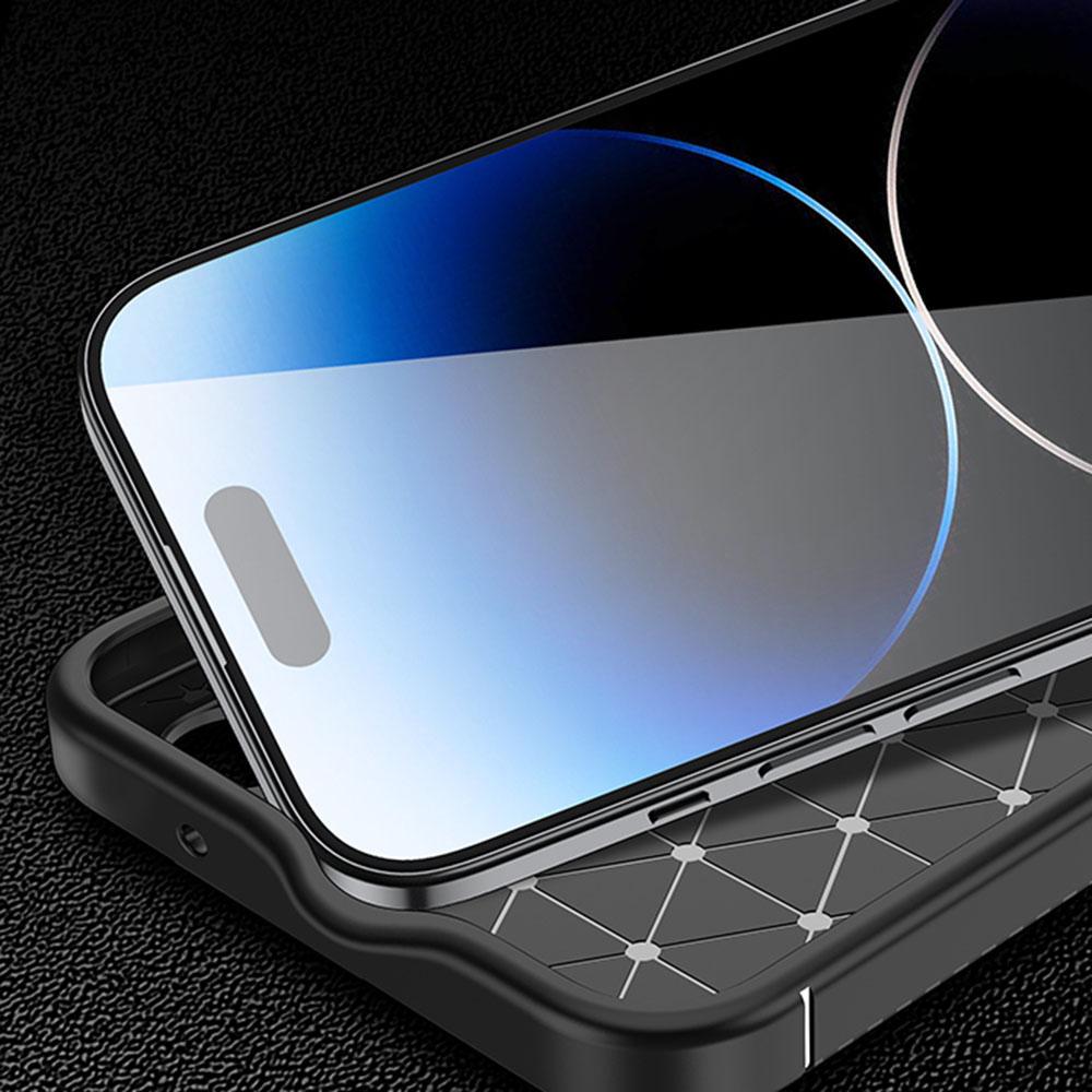 Soft TPU Phone Case for iPhone 15 Pro Max,Anti-scratch Carbon Fiber Texture Phone Cover