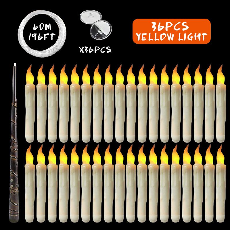 Magic Wand Remote Hanging Operated Potter Harries Battery Floating Candles Warm Light Decoration Halloween Flameless Candles 1PC