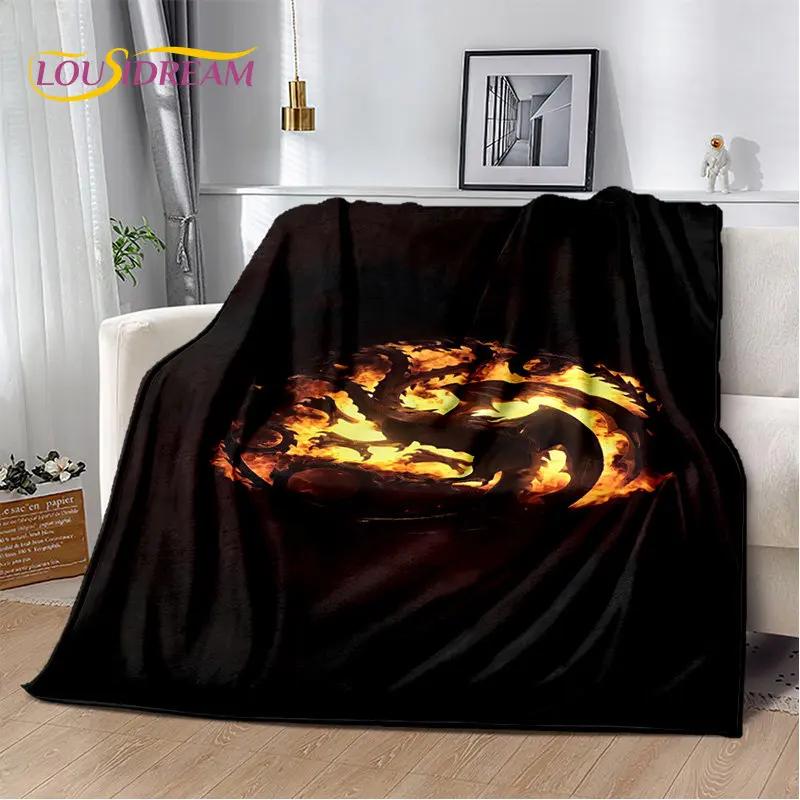 House of The Dragon TV-Film Weiche Plüschdecke, Flanelldecke Überwurfdecke für Wohnzimmer Schlafzimmer Bett Sofa Picknickdecke Kinder
