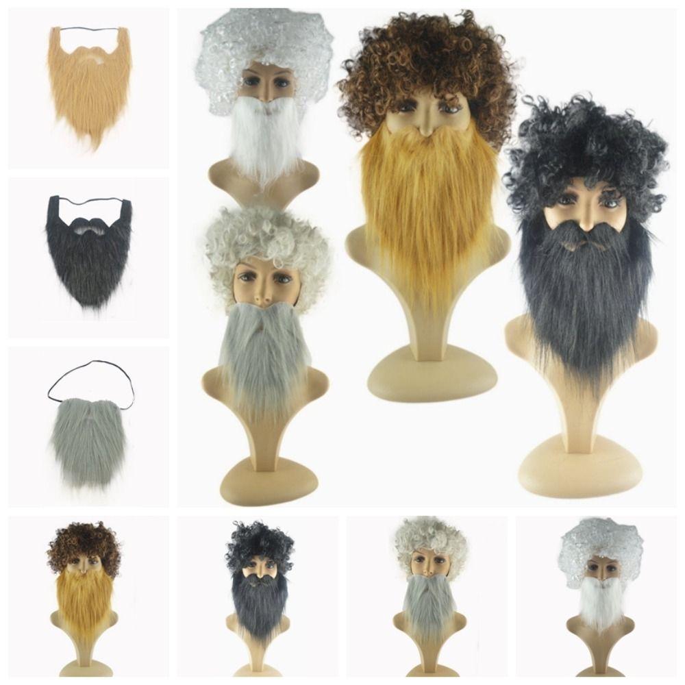 Afro Men's Fake Beard Wig Funny Halloween Cosplay Wig Fashion Wig Beard Makeup Party