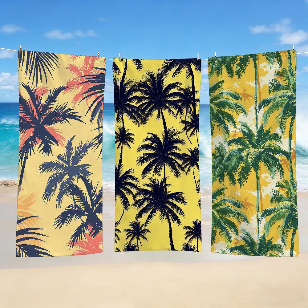 Handtuch Textil Bademantel Strand Illustration Schnelltrocknend Leicht Tragbar Camping Palmenmuster Schwimmbecken Baum Reisen
