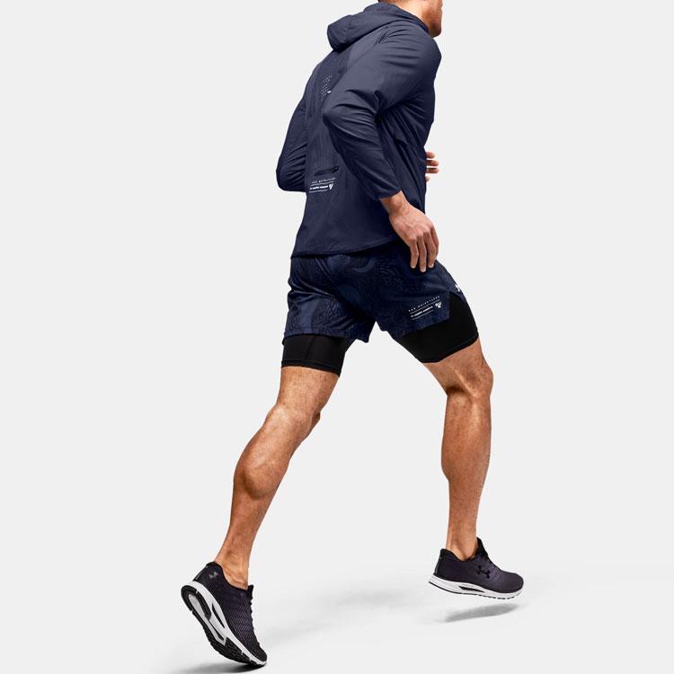 Under Armour Qualifier Casual Running Sports Hooded Jacket Men Outerwear Blue 1350174-497