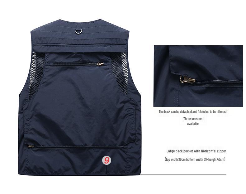 Men's Quick-Dry Mesh Multi-Pocket Plus Size Fishing Photography Vest