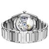 OLEVS Luxury Octagonal Skeleton Automatic Watch for Men Stainless Steel Band Hollow Mechanical Sport Self-winding Male Clock