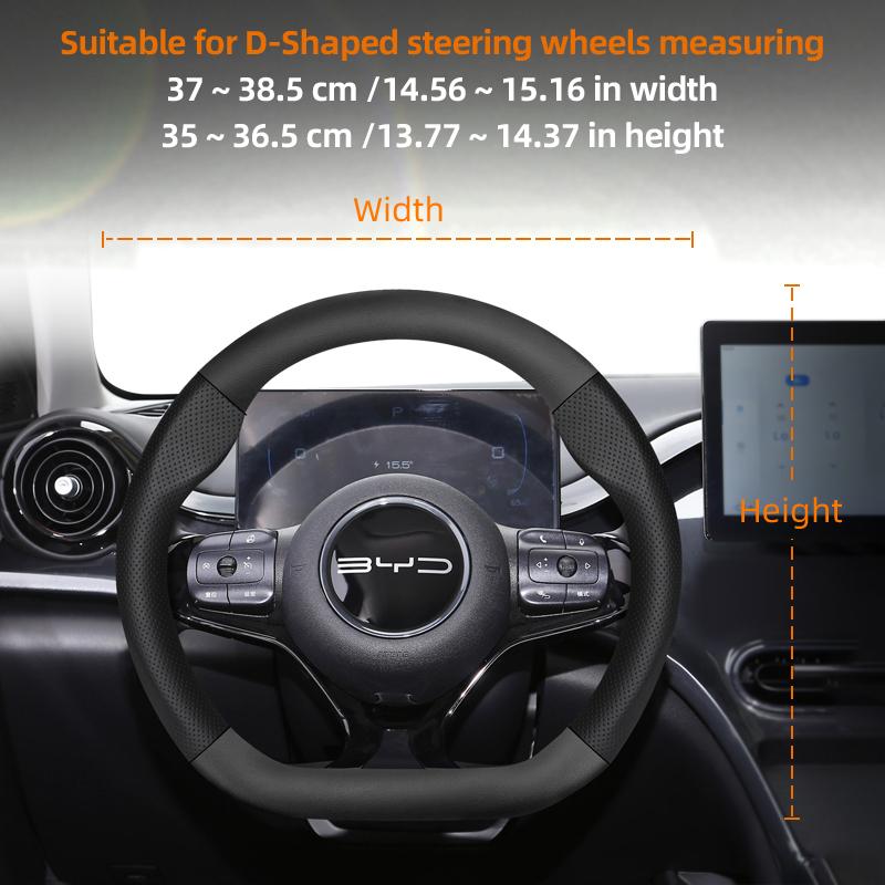 

Suitable for Byd Breathable Leather Matte Carbon Fiber Texture Steering Wheel Cover Suitable for Dolphin