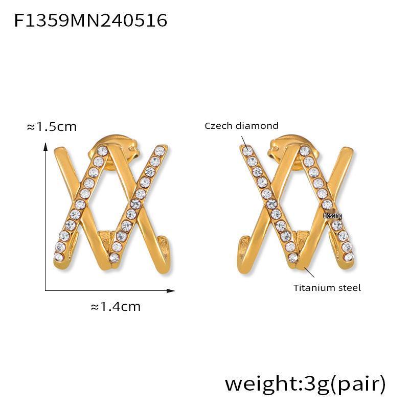 

Минималистичные геометрические серьги с бриллиантами в виде двойного X : Универсальный дизайн из титановой стали
